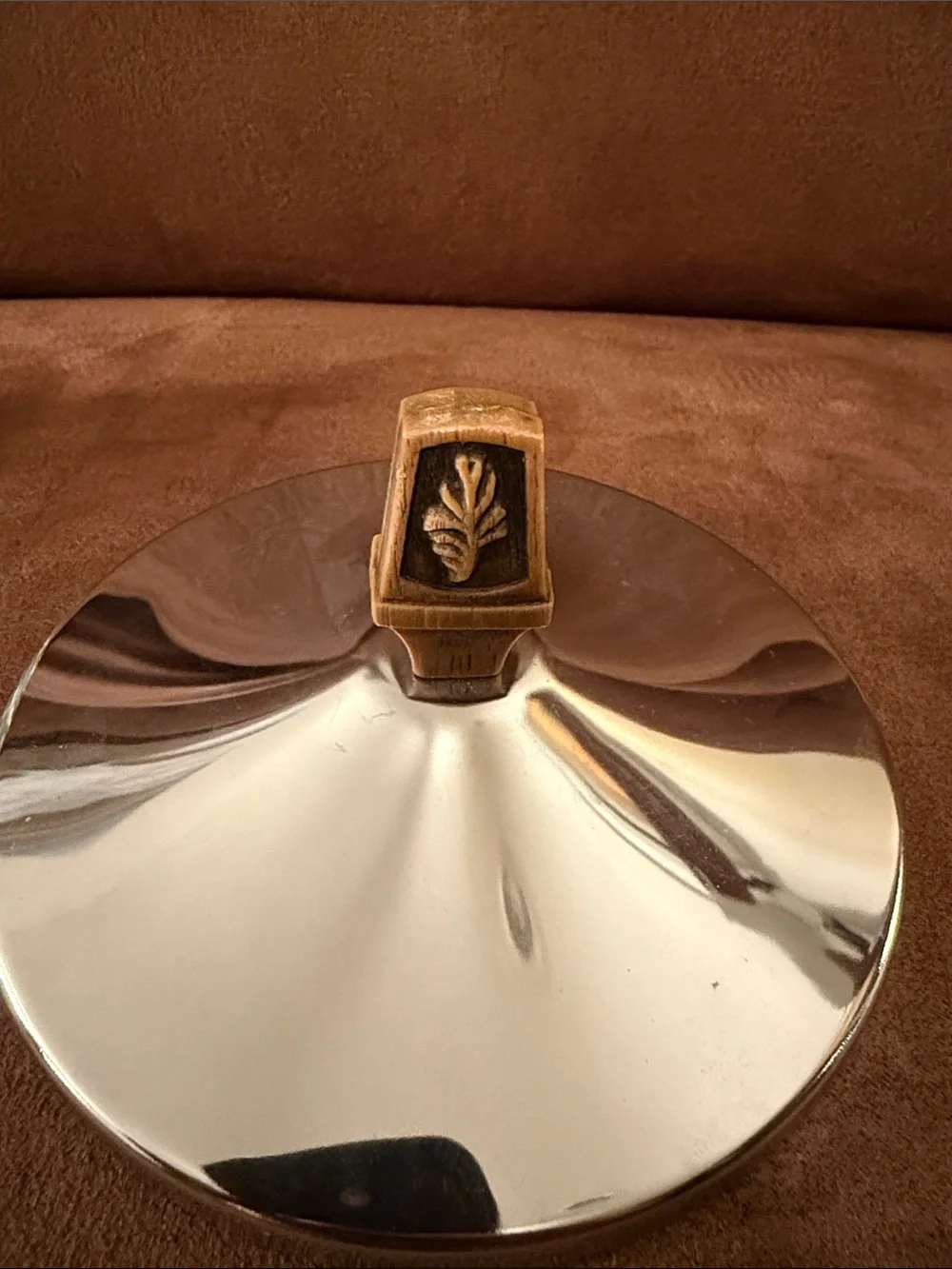 Mid-Century Crystal Candy Trinket Dish Chrome Lid Sculptura By Kromex